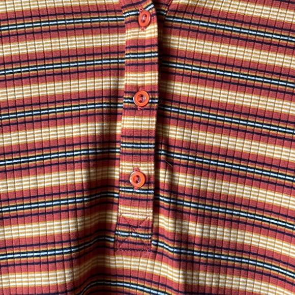 Vintage No Comment striped short sleeve button tee - Picture 3 of 5
